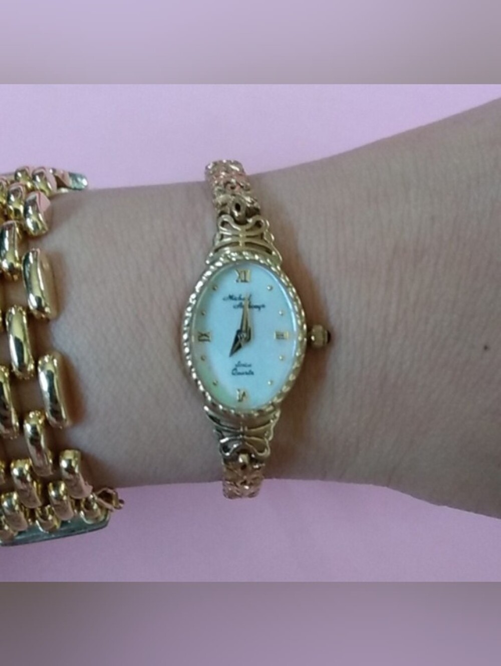 14k Yellow Gold Michael Anthony Bracelet Watch - Elegant Oval Face